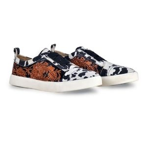 Myra WOMEN LIMITED EDITION COWPRINT WITH HANDTOOLING SNEAKER